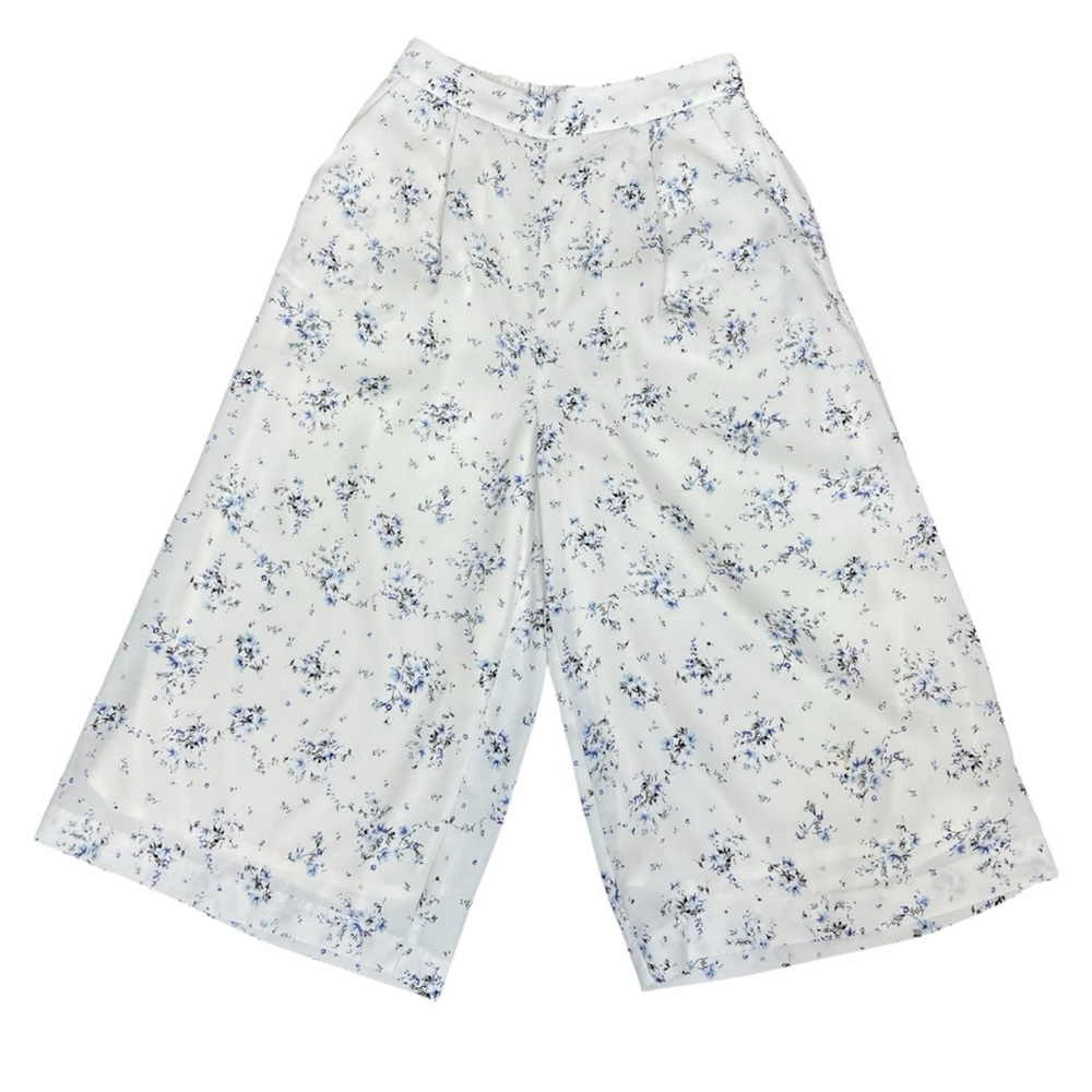 Ingni White Floral Wide Leg Lined Pants